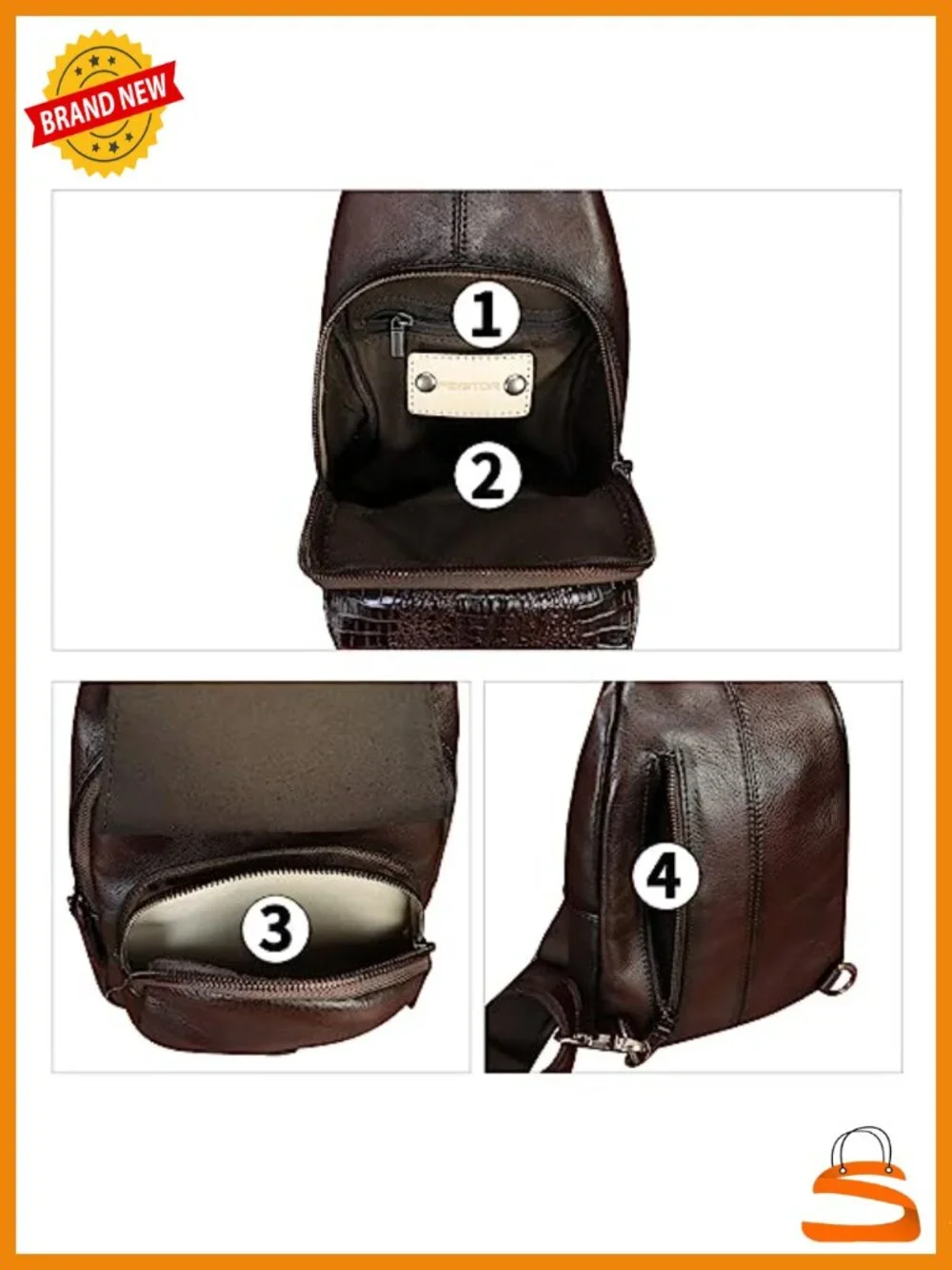 Genuine Leather Sling Bag Crossbody Backpack Handmade Daypurse